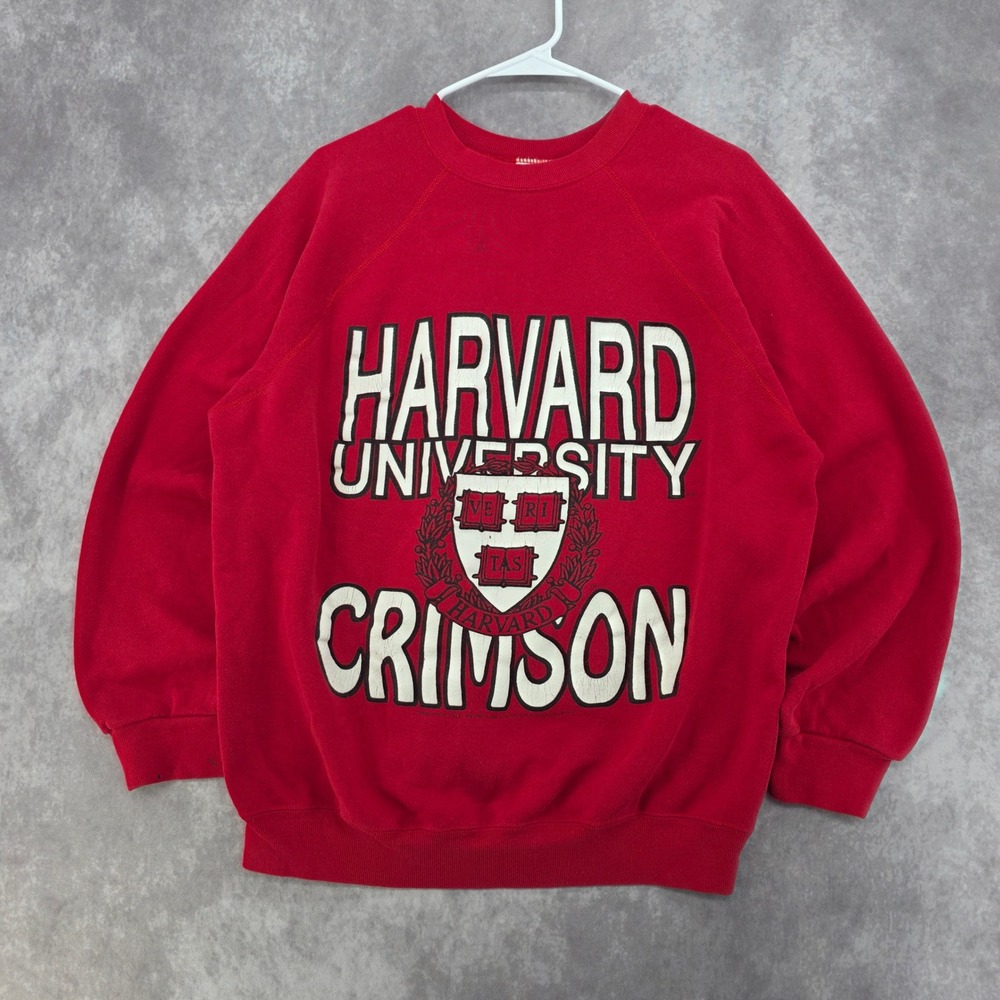 Vintage Harvard University Crimson Sweatshirt Tultex Red XL Raglan Made in USA